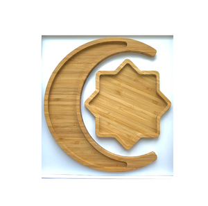 Plateau de service lune et étoile en bois naturel, plateau de petit-déjeuner, présentoir à desserts, couleur bois naturel. - Product Image 5