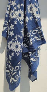 Indigo Floral Cotton Sarong Pareo Block Print Beach Wrap Boho Bikini Cover Up Lightweight Vacation Swimwear Women - Product Image 3