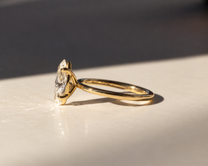 Bague solitaire classique pour femme, plaquée or jaune, diamant taille marquise de pureté 100% cultivé en laboratoire, pour mariage, fiançailles, fête, cadeau - Product Image 2
