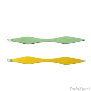 Pince à épiler professionnelle double face incurvée pour sourcils, en acier inoxydable, pointe fine, outil de beauté de précision, logo personnalisé OEM - Product Image 3