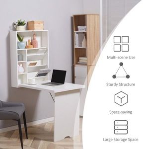 White Wall Mount Desk Cabinet Computer Desks Product Category - Product Image 5