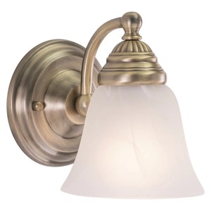 Traditional <b>Wall</b> <b>Sconce</b> With Frosted Glass Shade Antique Brass Finish Round Design - Product Image 1