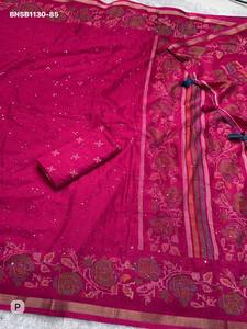 Colección Premium Nueva Variedad Mul Cotton con Hilo y Lentejuelas - Estampado Cachemir - Borde Jacquard Zari - Saree - Blusa Étnica - Product Image 3