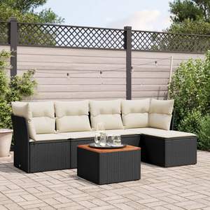 Ensemble de canapés de jardin noir et marron avec coussins blanc crème, mobilier d'extérieur élégant - Product Image 1