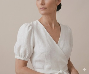 Ensemble deux pièces en coton pour femmes, haut à manches courtes, robe longueur genou, tenue décontractée d'été, motif uni, tenue confortable - Product Image 2