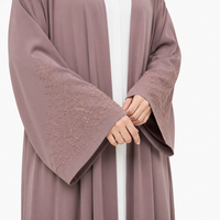 Abaya Negra de Lino para Mujer, Talla Grande, Manga Larga, Borde con Cuentas, Corte Holgado, para Oración, Boda, Uso Diario, Sin Costuras, Largo hasta el Suelo, para Adultos