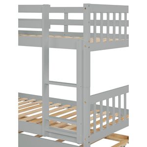 Letto a Castello Convertibile in Legno di Gomma con Letto Estraibile per Bambini con Scala di Sicurezza - Product Image 3