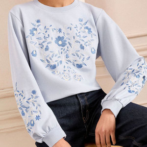 Sweat-shirt en coton personnalisé avec logo brodé pour femme, respirant, coupe ample, vêtements décontractés à vendre - Product Image 1