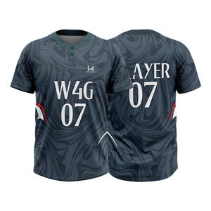 เสื้อเบสบอล/ซอฟต์บอลแบบสั่งทำพิเศษ ปักโลโก้ด้านหน้า แขนสั้น ผ้าโพลีเอสเตอร์ 100% ระบายอากาศ แห้งเร็ว ต้านเชื้อแบคทีเรีย สำหรับทั้งชายและหญิง - Product Image 1