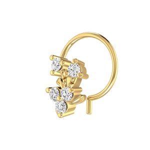 Ajretail 14K <b>Gold</b> Floral Cluster Design 0.1ct Natural Diamond <b>Nose</b> Pin - Product Image 4