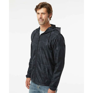 Veste coupe-vent légère à capuche pour homme, résistante au vent et à l'eau, camouflage noir, fermeture éclair intégrale - Product Image 6