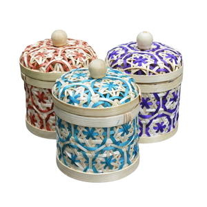 Eco-Friendly Sustainable Bamboo <b>Gift</b> <b>Box</b> Cylindrical Woven Mesh Lid Elegant Home Decor Desktop Storage Creative Present - Product Image 4