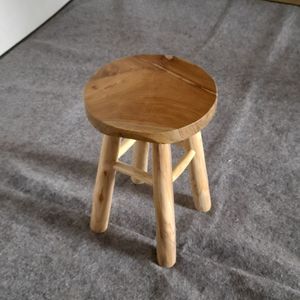Solid Teak Wood Round Bar <b>Stool</b> Handcrafted Eco-Friendly Durable Tropical Modern Design - Product Image 3