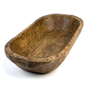 Bol à pâte rustique en bois sculpté à la main, style antique, ovale, pour décoration de ferme, centre de table - Product Image 6