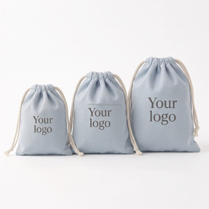 Bolsa de Lona de Algodón Azul Premium con Cordón, Bolsa Elegante Reutilizable, Bolsa para Joyería, Bolsa para Regalo con Logotipo Personalizado, Ecológica - Product Image 2