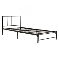 Base de Cama Individual Metálica Industrial Resistente NUHOOM-BASIC, 140 x 200 cm, Negra, para Dormitorio u Hotel
