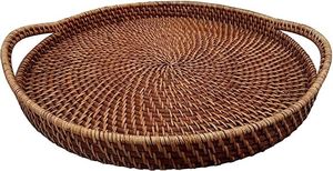 Rattan Woven <b>Basket</b> Desktop <b>Tray</b> Living Room Home Bread <b>Basket</b> Dining Table <b>Tray</b> with Handle - Product Image 6