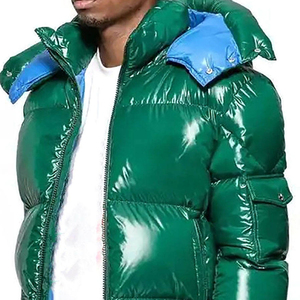 Wholesale Fashion Goose Men's Bubble Quilted Jacket Streetwear Winter Comfortable Customized Shiny Detachable Hood Adjustable - Product Image 4