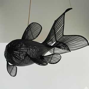 Rattan Fish Chandelier Bamboo Wicker Pendant Light Handmade Fish Shape Lampshade Boho <b>Ceiling</b> Lamp Supplier - Product Image 6