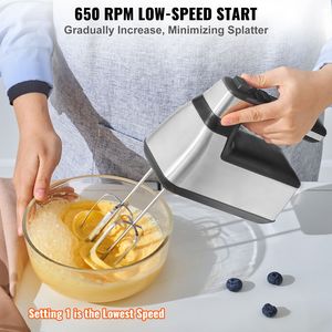 เครื่องผสมอาหารแบบมือถือไร้สาย 100W พร้อมระบบปรับความเร็วแบบต่อเนื่อง Turbo Boost ใช้พลังงานจากแบตเตอรี่ พร้อมหัวตีแป้งและที่เก็บอุปกรณ์ - Product Image 5