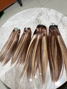 ผมต่อแบบเส้นตรงสีเปียโน ยี่ห้อ Highlight Human Hair Weave Bundles  แบบเย็บด้วยเครื่องจักร ผมเวอร์จิ้นแท้ - Product Image 4