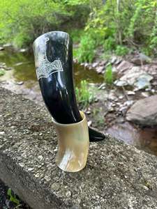Viking Drinking Horn with Horn Stand-American Style Eco-Friendly <b>Disposable</b> Large Capacity for Home Restaurant Office Party Use - Product Image 4