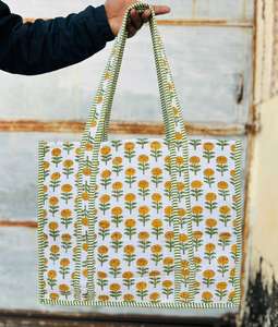 Bolso de Mano de Viaje Acolchado de Tela de Algodón para Mujer, Bolso de Compras de Verano - Product Image 6