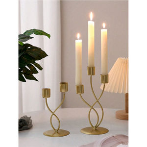 Porte-bougie moderne en métal doré de style nordique, chandelier décoratif de luxe pour centre de table de mariage, élégant pour table à manger et décoration intérieure - Product Image 2