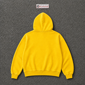 Sudadera con capucha extragrande amarilla con cremallera completa y estampado gráfico Wake Up, estilo urbano informal para hombre - Product Image 6