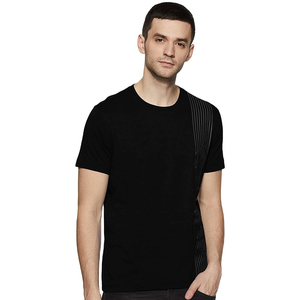 T-shirts décontractés pour hommes sur mesure, en tissu tricoté noir uni avec impression numérique, écologiques, séchage rapide, fabriqués au Pakistan - Product Image 1