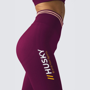 HUSKY Women's Ribbed Sports <b>Bra</b> & Leggings Set <b>Blue</b> Seamless Fitness Wear Breathable Racerback Scoop Neck Medium Support - Product Image 4