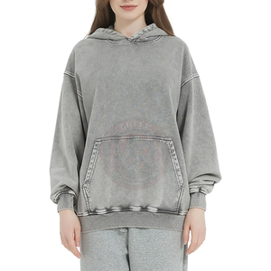 Sudadera con Capucha Vintage de Algodón Grueso para Mujer, Interior Suave Cepillado, Diseño Casual Oversize Estilo Urbano - Product Image 1