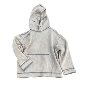 เสื้อฮู้ดผ้าฟินช์ผ้าเกล็ดปลาขนาดใหญ่ผ้าฟริตเทอร์รี่เฮฟวีเวตสไตล์วินเทจใช้ซักได้ตามต้องการ - Product Image 2