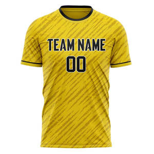 Camiseta de Fútbol Sublimada Personalizada con Patrón Diagonal Amarillo, Manga Corta, Absorbe la Humedad, Ropa Deportiva para Hombre Adulto - Product Image 1