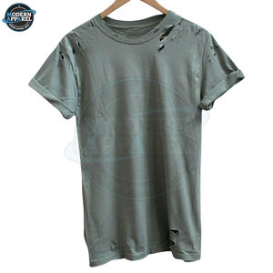 T-shirts respirants pour hommes, doux, effet vieilli, en coton personnalisé, coupe ajustée, col contrastant, confortables, en vente - Product Image 2