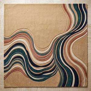 Alfombra Moderna Abstracta con Diseño de Olas, Multicolor, Contemporánea, Suave, Afelpada y con Mechones, para Sala de Estar, Dormitorio, Oficina, Decoración del Hogar - Product Image 5