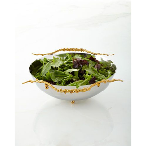 Bol de service de luxe en métal poli brillant de qualité supérieure, avec des poignées au design unique doré, au prix le plus bas. - Product Image 1