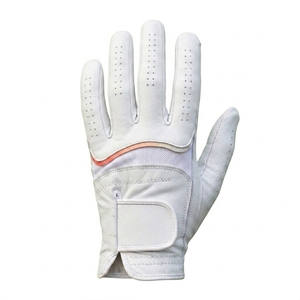 Injae <b>White</b> Genuine Leather Golf <b>Glove</b> Right Hand Breathable Hook And Loop Closure Unisex Sport Wear OEM ODM Factory Low MOQ - Product Image 1