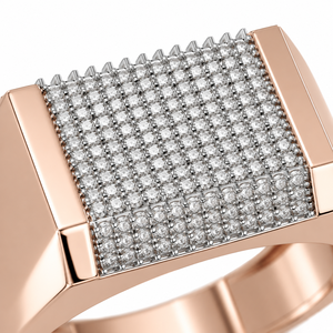 18K Rose Gold Diamond Cluster Signet <b>Ring</b> for Men High Polish Luxury <b>Statement</b> Wedding Party Daily Wear Gift Fine Jewelry <b>Ring</b> - Product Image 3