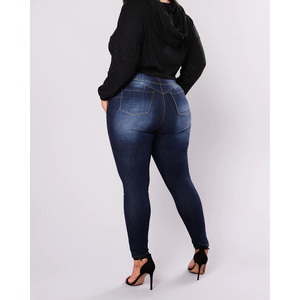 Jeans de Mezclilla Ajustados de Cintura Alta y Lavado Oscuro para Mujer, Pantalones Largos con Botones al Frente, Casuales, Elásticos, de Algodón y Spandex, Estilo Otoñal - Product Image 4