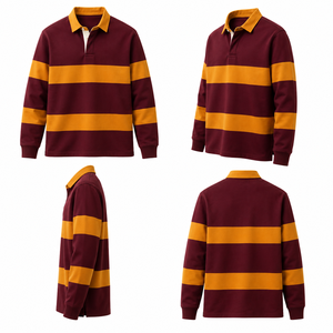 Chemises de rugby décontractées en tricot respirant à manches longues, impression numérique, coton et lin, uniformes d'équipe OEM, exportation directe usine - Product Image 4