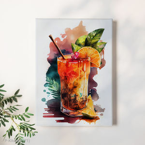 Arte Moderno en Lienzo para Cocina, Bodegón de Bebida Tropical, Pintura Vibrante de Cóctel, Decoración Ecléctica para Pared de Comedor - Product Image 1