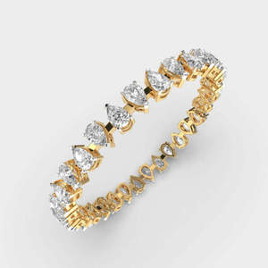 Pulsera de tenis chapada en oro macizo de 18 quilates para mujer, con moissanita de corte pera y engaste de garra, joyería de lujo para boda - Product Image 1