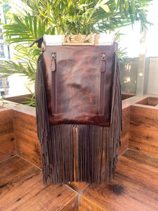 Bolso bandolera con flecos de piel de vaca de lujo personalizado para mujer, bolsos de vaquera occidentales de transporte oculto de cuero genuino - Product Image 5