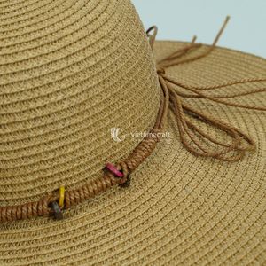 Hot Woven Straw <b>Hat</b> Wide Brim Natural Grass Beaded <b>Band</b> Unisex Beach Accessory Adult Summer <b>Hat</b> - Product Image 2