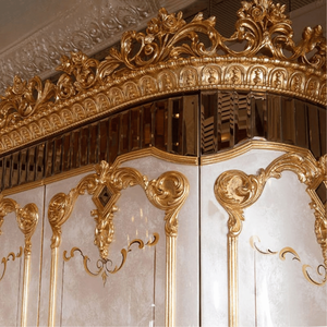 Armario de 4 Puertas de Diseño Barroco Italiano, de Lujo, en Madera de Caoba Clásica con Tallado Dorado, Ecológico y Duradero, para Apartamento, Dormitorio, Villa u Hotel - Product Image 4