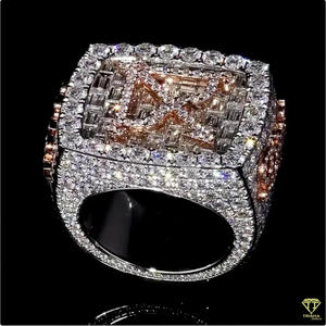 Anillo Rectangular de Plata de Ley 925 con Diamantes de Moissanita, Completamente Cubierto de Piedras, Joyería de Lujo para Compradores Mayoristas - Product Image 2