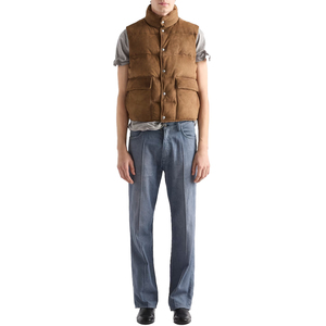 top trending Men's Cowhide Suede Down Vest Luxury Puffer Vest Winter Outdoor Vest OEM Private Label leather good manufacturer - Product Image 2