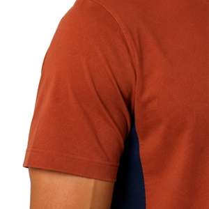 Ensemble T-shirt et short pour homme bleu marine et rouille, col rond, manches courtes, haut à poches, short cargo à cordon de serrage, tenue décontractée et sportive d'été - Product Image 4