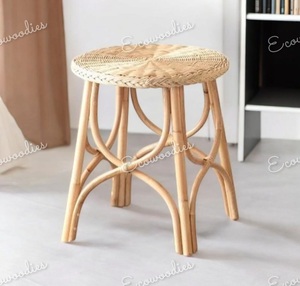 Eco-Friendly Modern Antique Style Bamboo Rattan Side <b>Stool</b> Natural Bone Inlay Console Hot Sale Apartment Use-for Balcony Bedside - Product Image 4